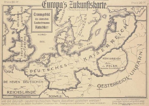 Alte Europa-Karte aus dem frühen 20. Jahrhundert, die das Ausmaß der Europäischen Union zeigt, mit handschriftlichen Textanmerkungen.