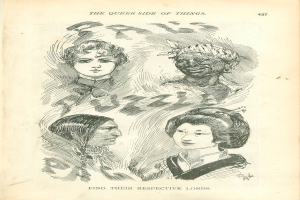 Altes Buch mit dem Titel "Die queere Seite der Dinge" mit vier illustrierten FrauenGesichtern auf dem Cover.