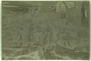 Grünes Buchcover mit einer Stadtansicht-Illustration, die hohe Gebäude, Bäume und einen blauen Himmel zeigt, mit fetter Schrift unten.